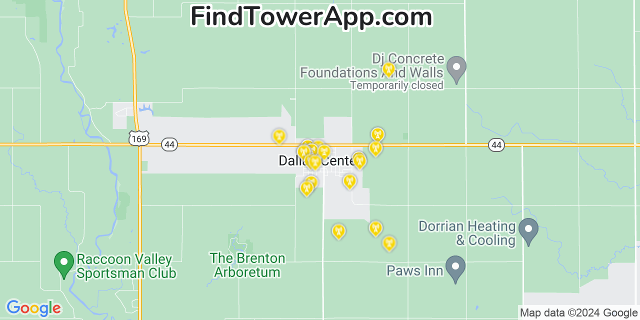 Verizon 4G/5G cell tower coverage map Dallas Center, Iowa