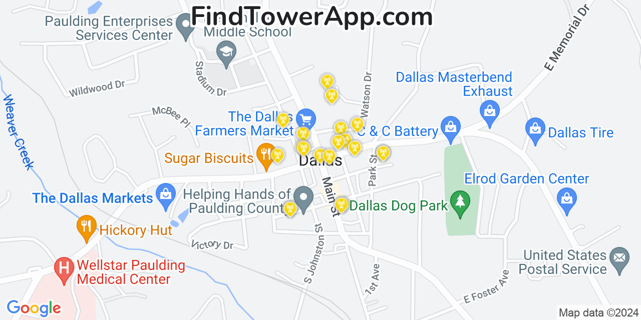AT&T 4G/5G cell tower coverage map Dallas, Georgia