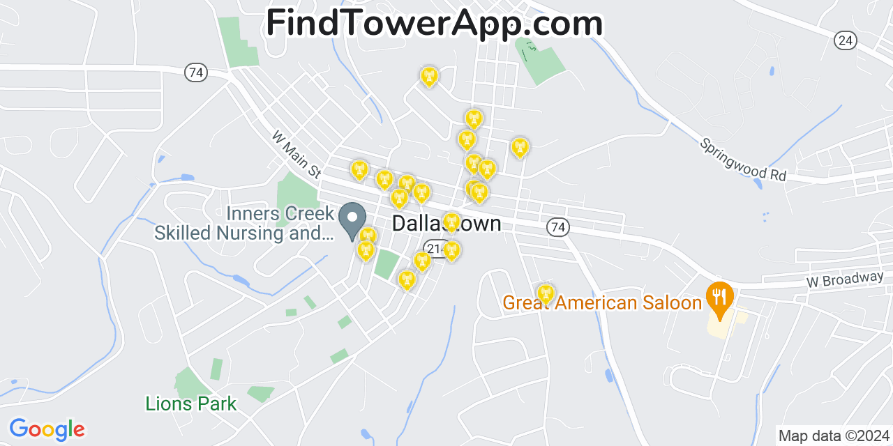 AT&T 4G/5G cell tower coverage map Dallastown, Pennsylvania