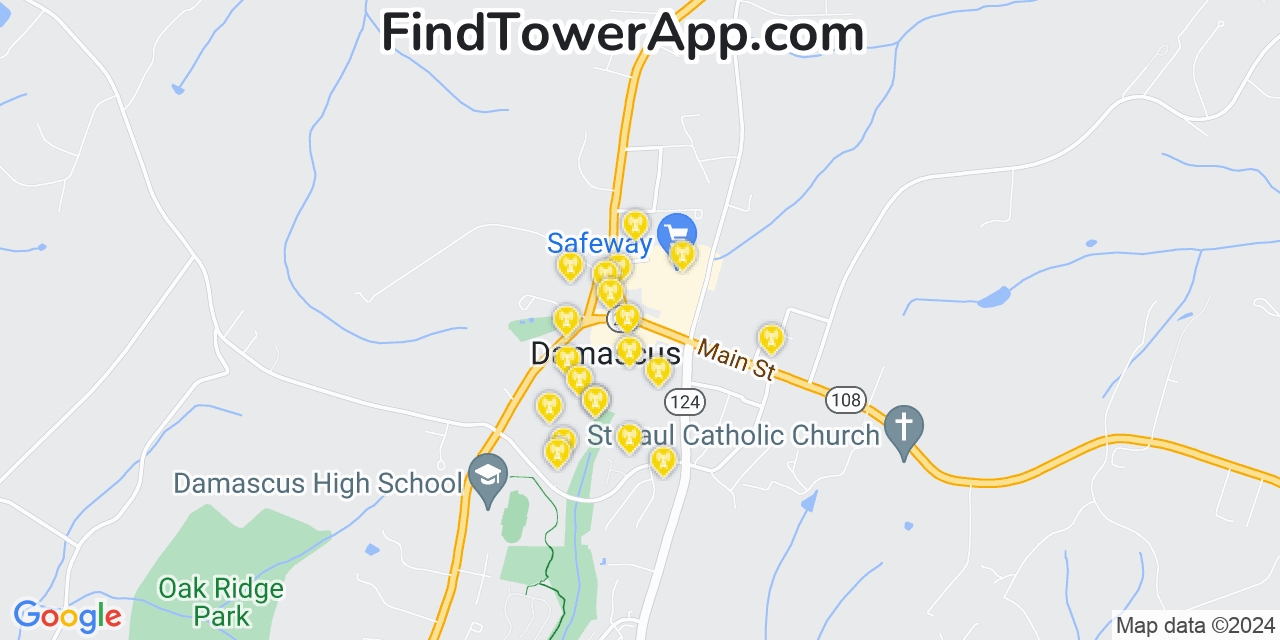 T-Mobile 4G/5G cell tower coverage map Damascus, Maryland