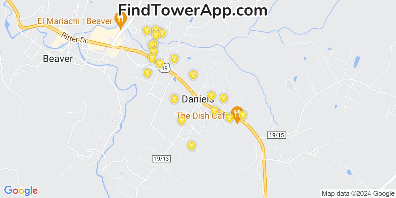 T-Mobile 4G/5G cell tower coverage map Daniels, West Virginia