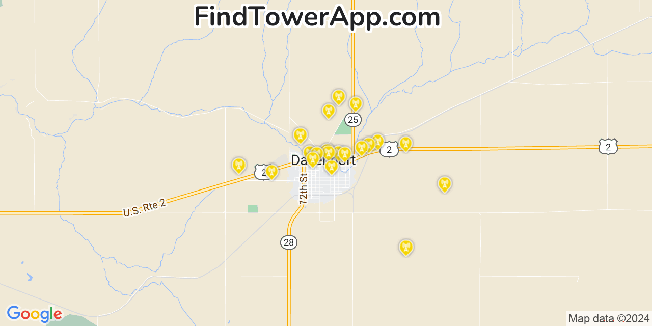 AT&T 4G/5G cell tower coverage map Davenport, Washington