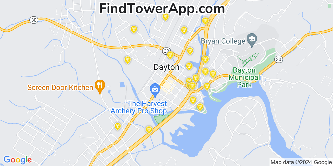 AT&T 4G/5G cell tower coverage map Dayton, Tennessee