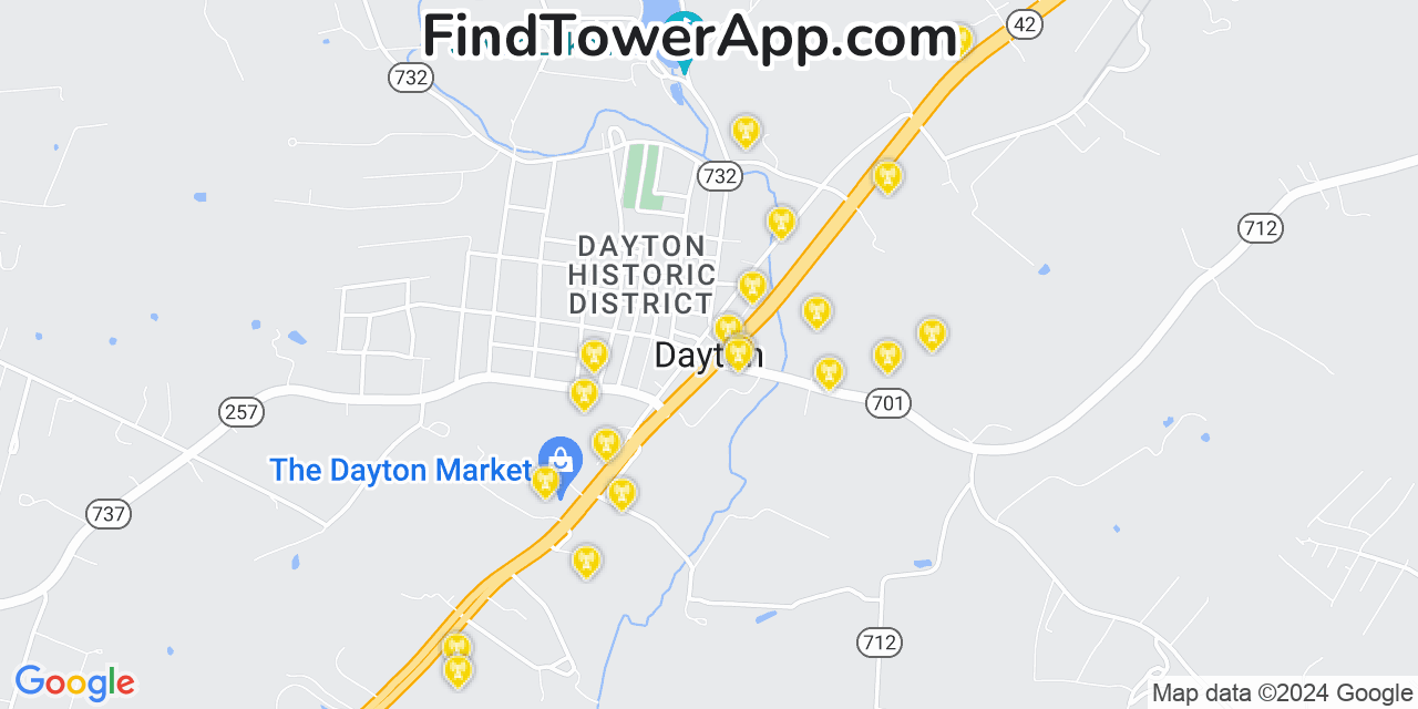 AT&T 4G/5G cell tower coverage map Dayton, Virginia
