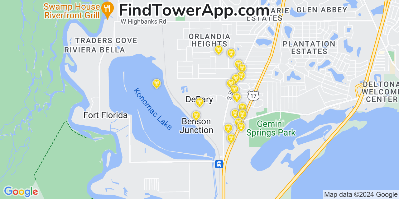 AT&T 4G/5G cell tower coverage map DeBary, Florida