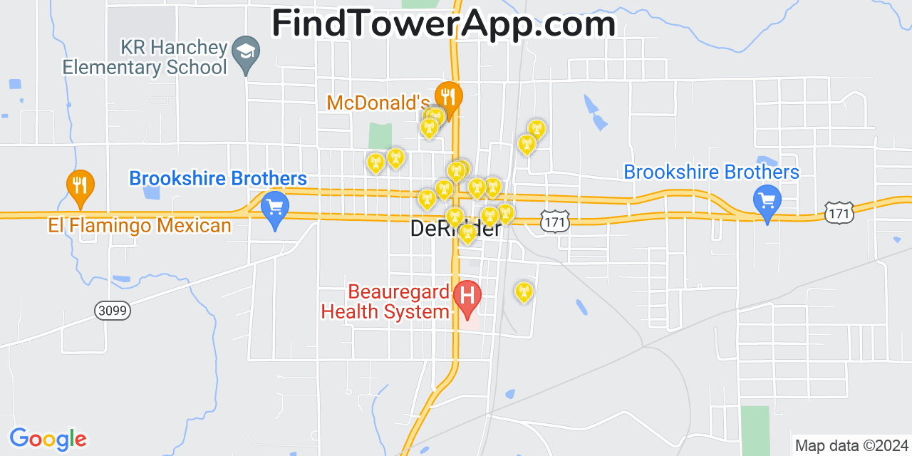 T-Mobile 4G/5G cell tower coverage map DeRidder, Louisiana