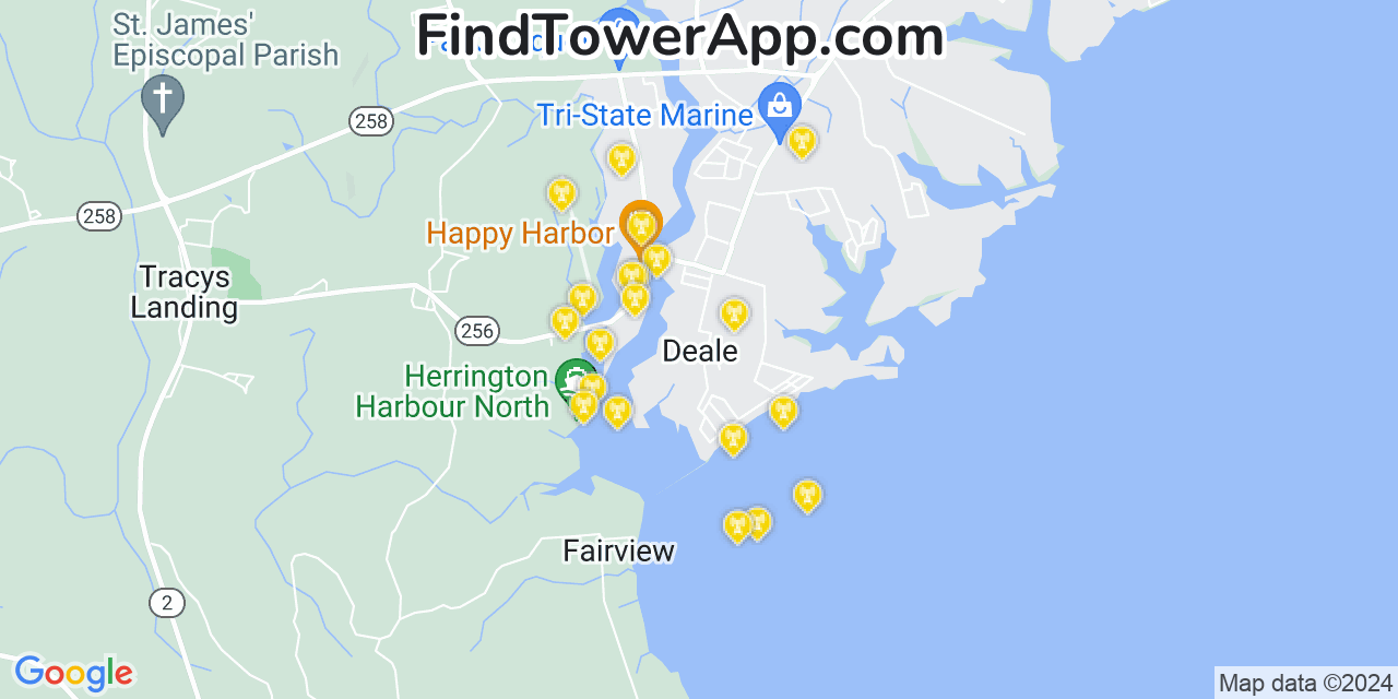AT&T 4G/5G cell tower coverage map Deale, Maryland