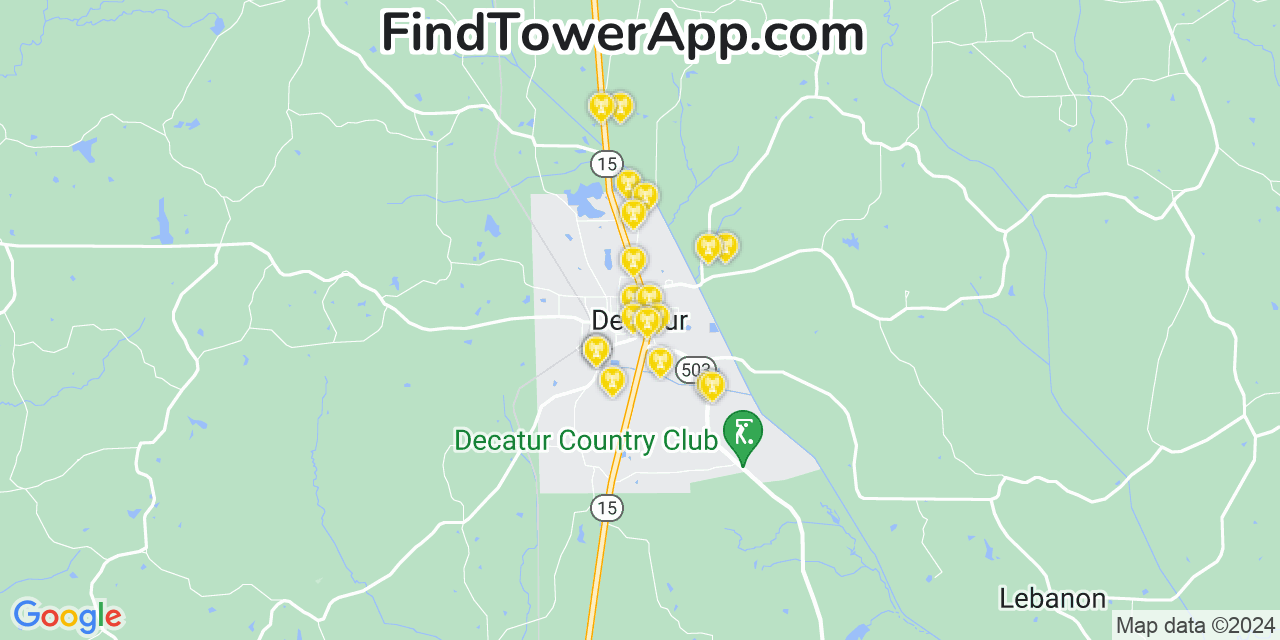 AT&T 4G/5G cell tower coverage map Decatur, Mississippi