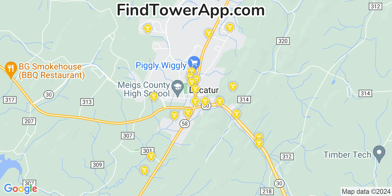 T-Mobile 4G/5G cell tower coverage map Decatur, Tennessee