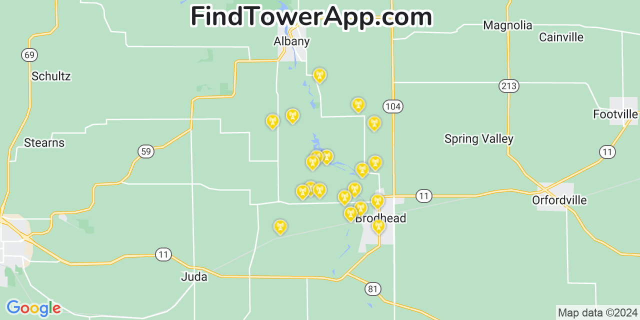 AT&T 4G/5G cell tower coverage map Decatur, Wisconsin