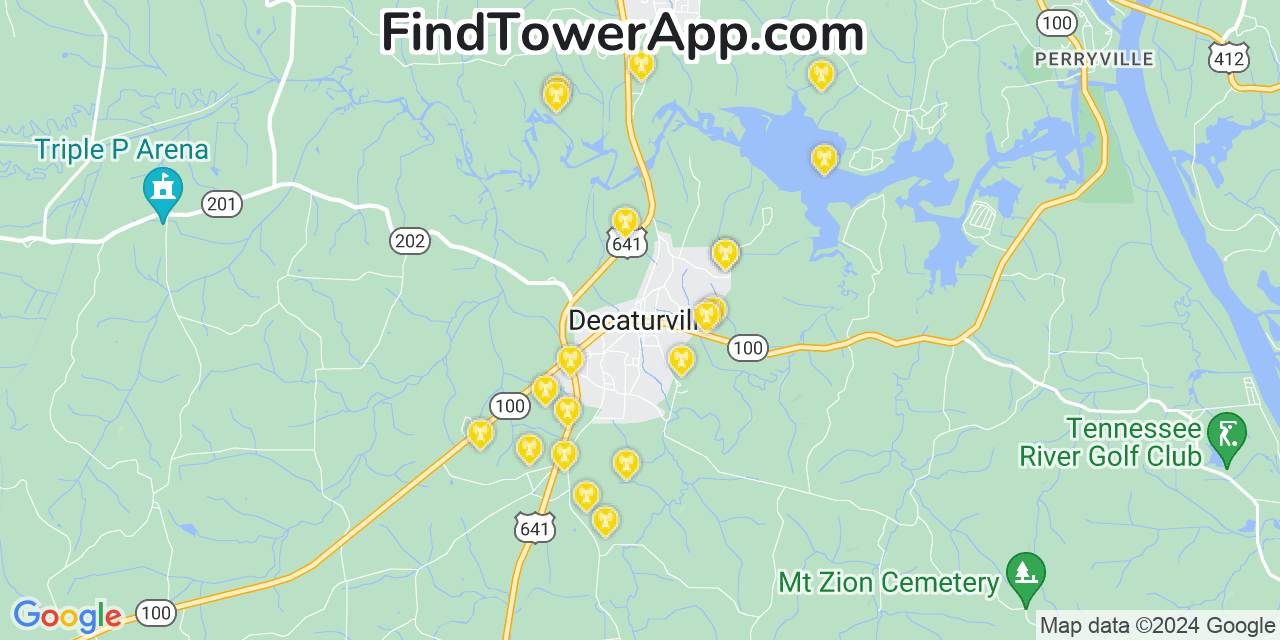 AT&T 4G/5G cell tower coverage map Decaturville, Tennessee
