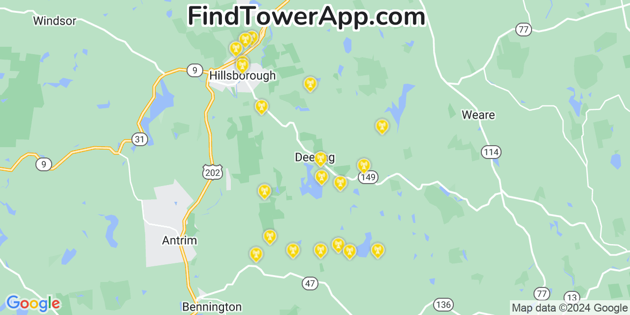 T-Mobile 4G/5G cell tower coverage map Deering, New Hampshire