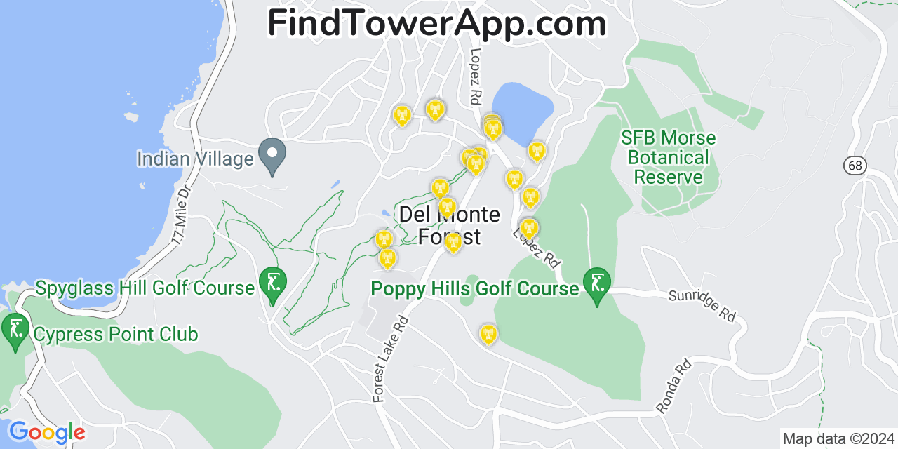 T-Mobile 4G/5G cell tower coverage map Del Monte Forest, California