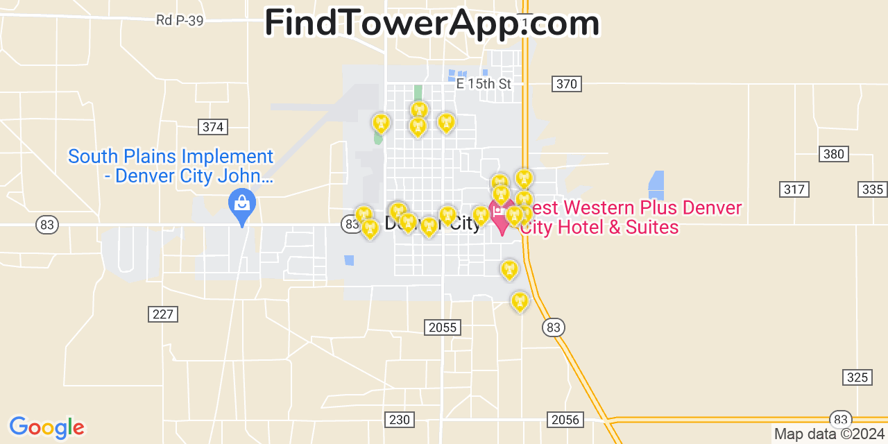 Verizon 4G/5G cell tower coverage map Denver City, Texas