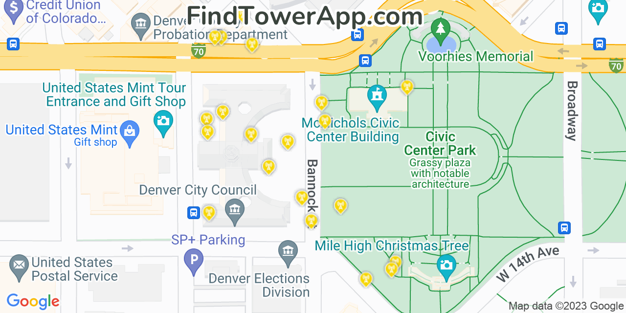 AT&T 4G/5G cell tower coverage map Denver, Colorado