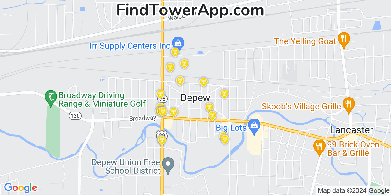 AT&T 4G/5G cell tower coverage map Depew, New York