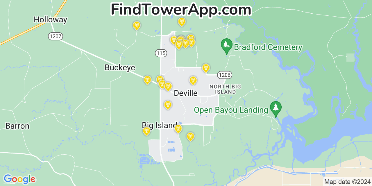 T-Mobile 4G/5G cell tower coverage map Deville, Louisiana