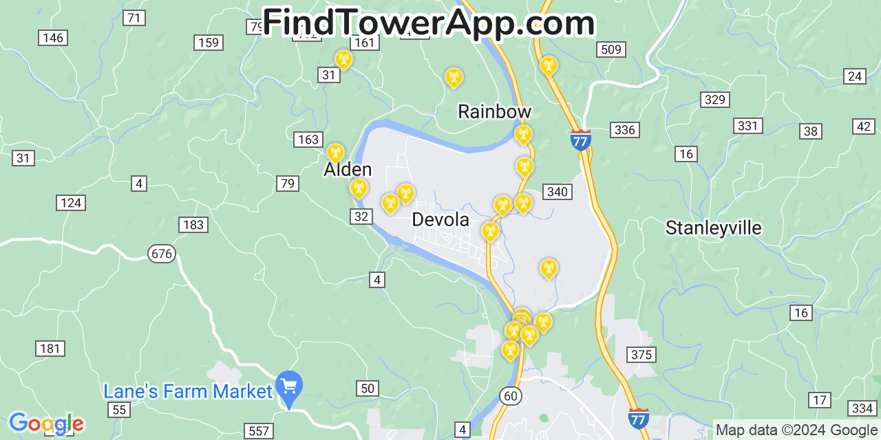 AT&T 4G/5G cell tower coverage map Devola, Ohio