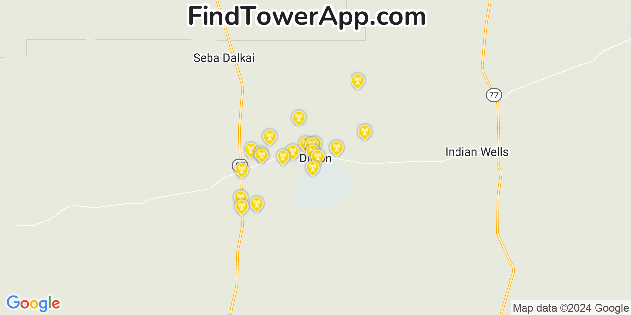 AT&T 4G/5G cell tower coverage map Dilkon, Arizona