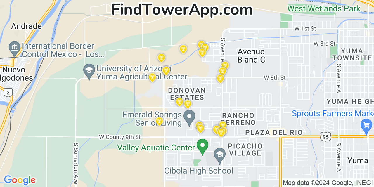 AT&T 4G/5G cell tower coverage map Donovan Estates, Arizona