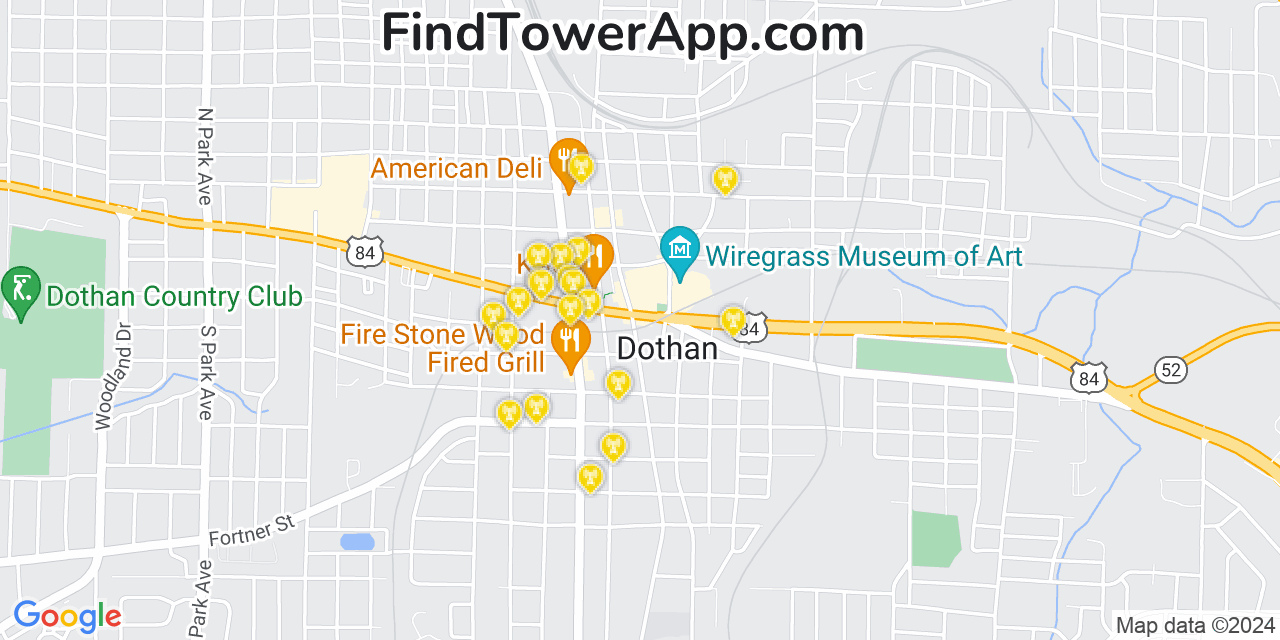 AT&T 4G/5G cell tower coverage map Dothan, Alabama
