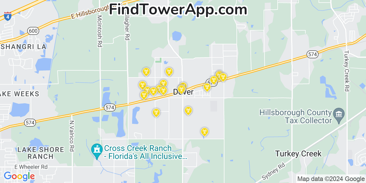 T-Mobile 4G/5G cell tower coverage map Dover, Florida