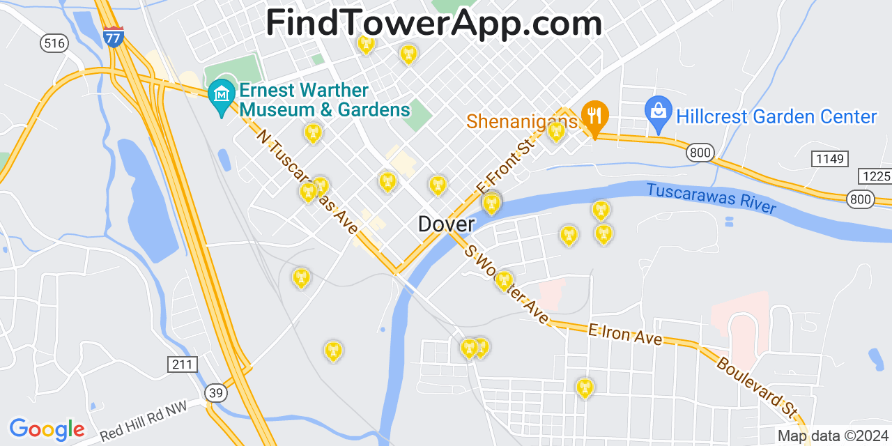 T-Mobile 4G/5G cell tower coverage map Dover, Ohio