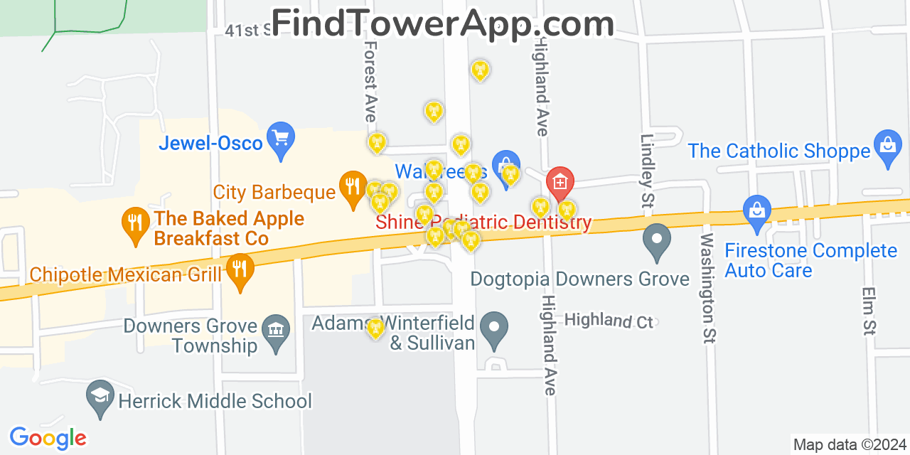 T-Mobile 4G/5G cell tower coverage map Downers Grove, Illinois