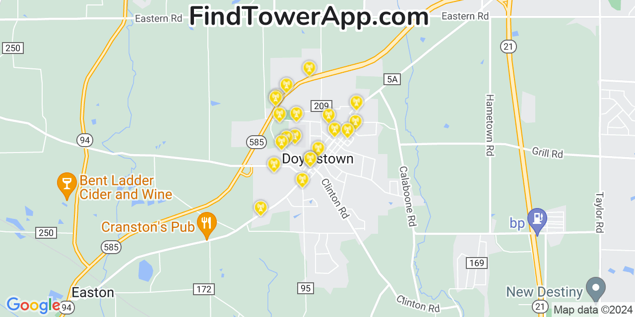 AT&T 4G/5G cell tower coverage map Doylestown, Ohio