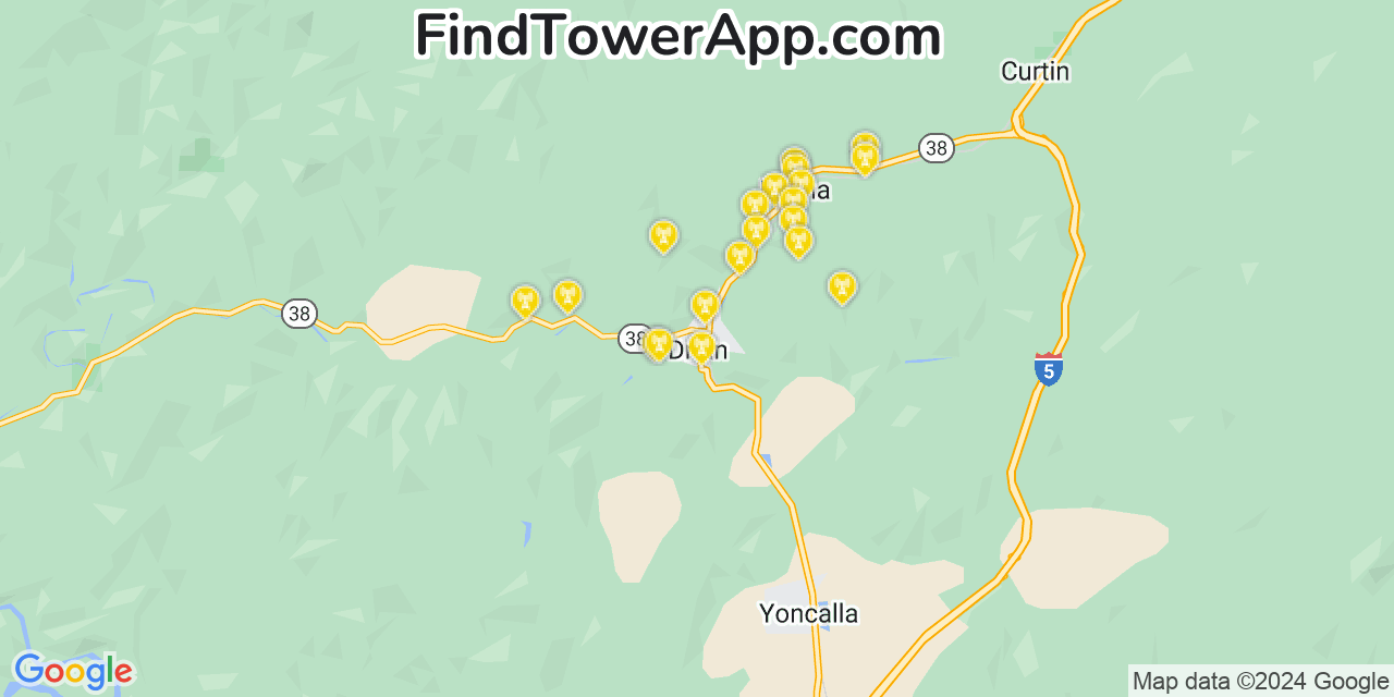 AT&T 4G/5G cell tower coverage map Drain, Oregon
