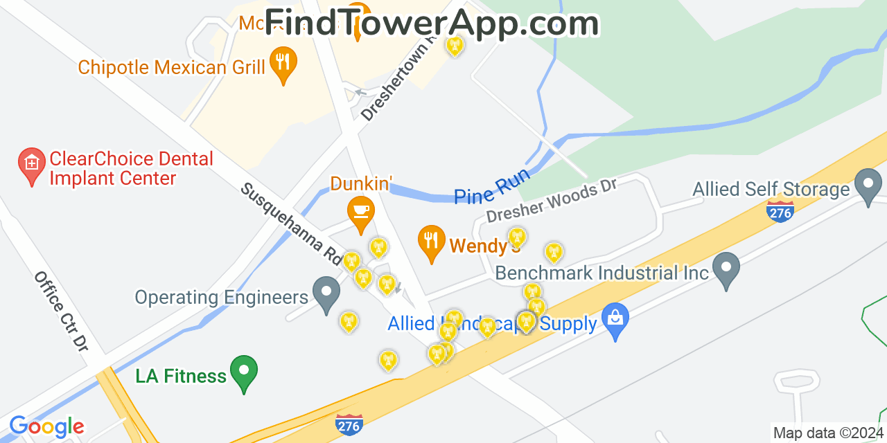 AT&T 4G/5G cell tower coverage map Dresher, Pennsylvania