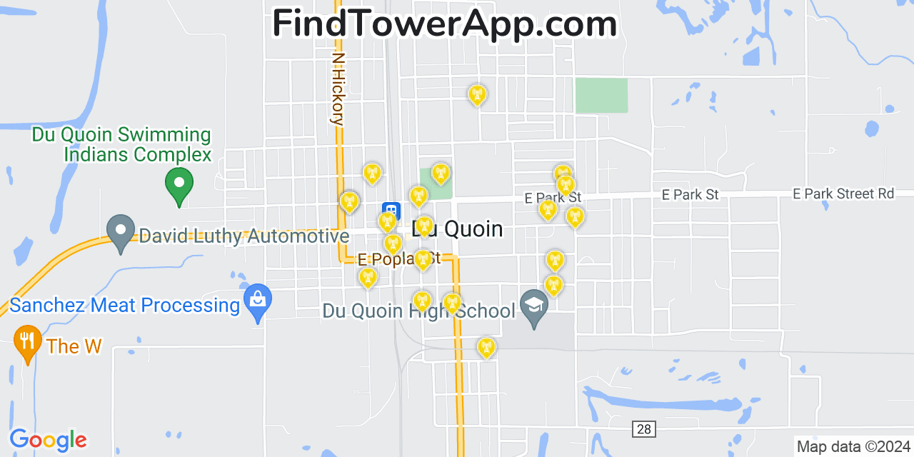 AT&T 4G/5G cell tower coverage map Du Quoin, Illinois