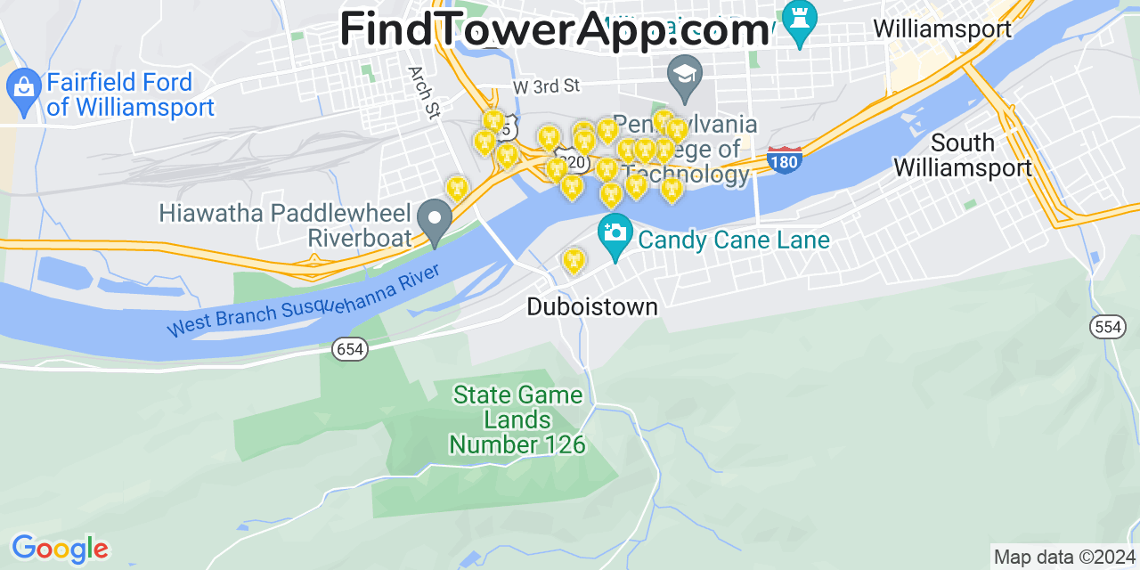 T-Mobile 4G/5G cell tower coverage map Duboistown, Pennsylvania