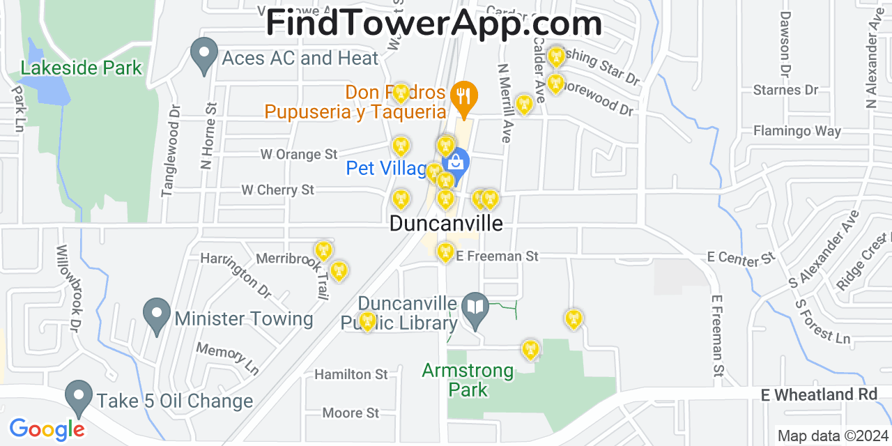 T-Mobile 4G/5G cell tower coverage map Duncanville, Texas