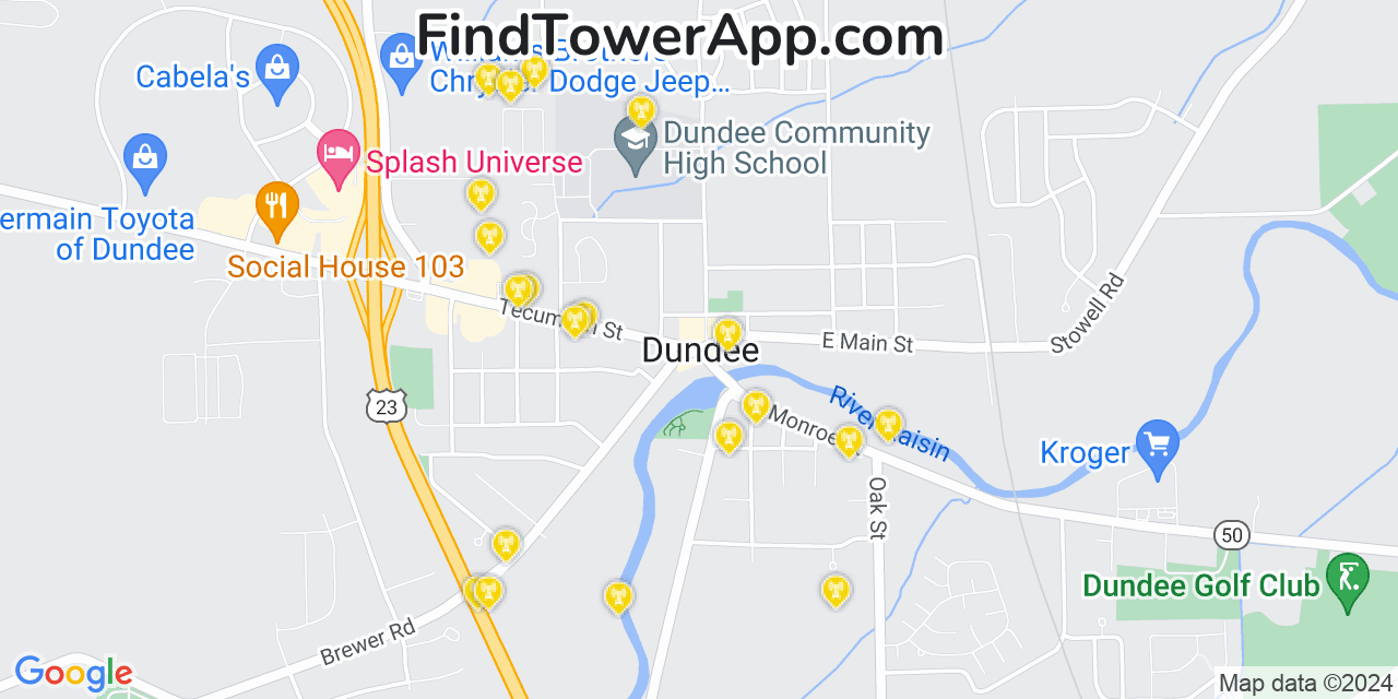 T-Mobile 4G/5G cell tower coverage map Dundee, Michigan