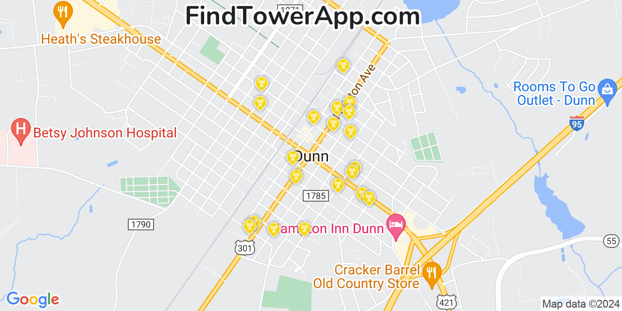 T-Mobile 4G/5G cell tower coverage map Dunn, North Carolina