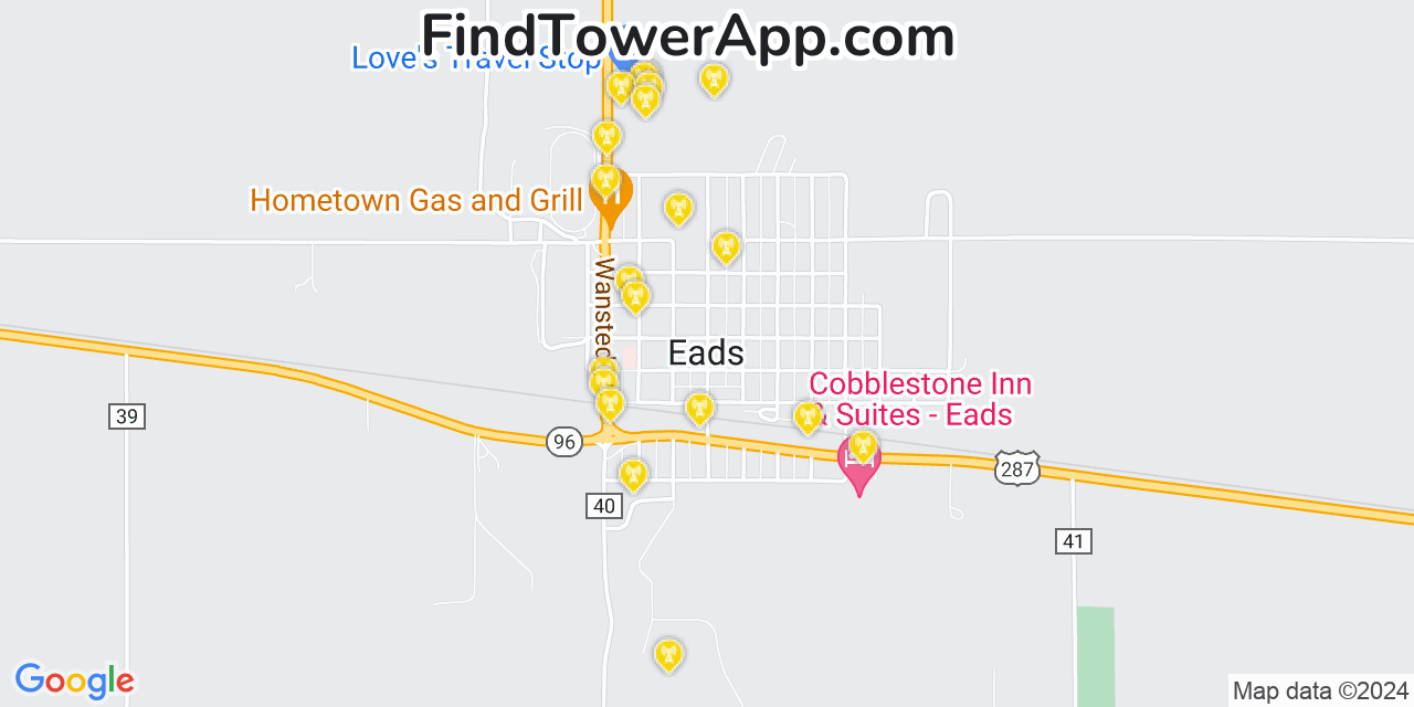 AT&T 4G/5G cell tower coverage map Eads, Colorado