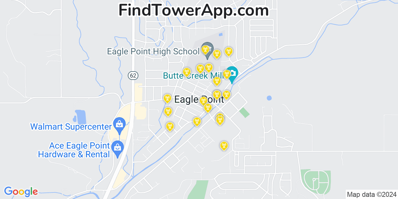 AT&T 4G/5G cell tower coverage map Eagle Point, Oregon
