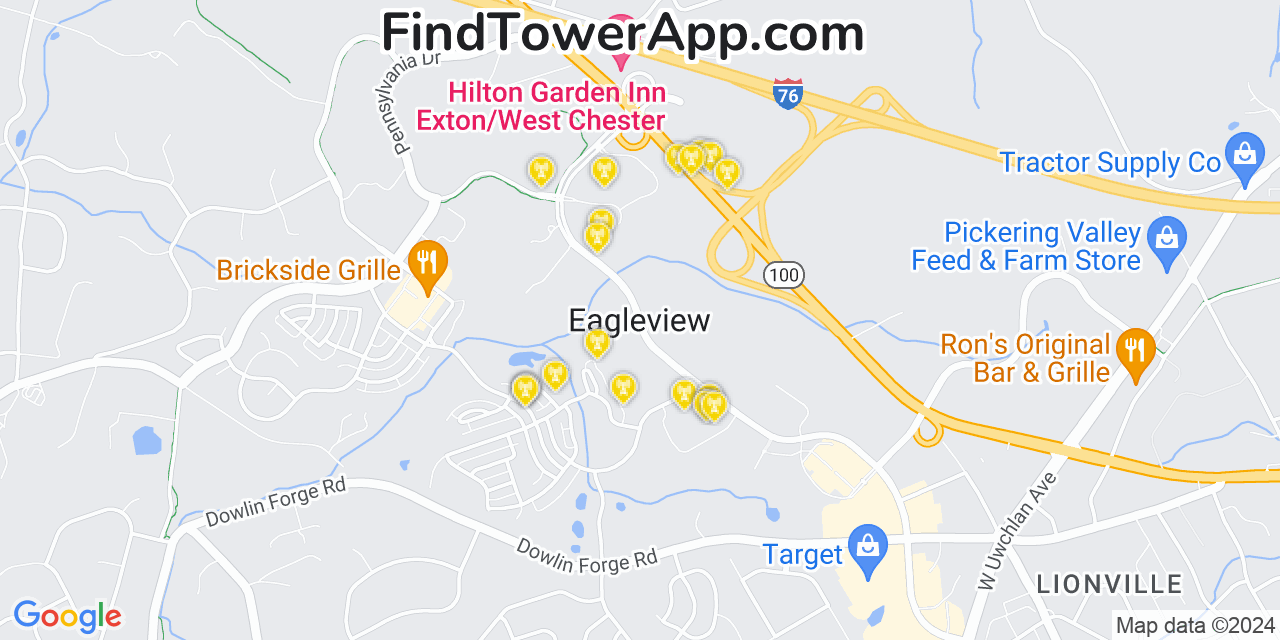 AT&T 4G/5G cell tower coverage map Eagleview, Pennsylvania
