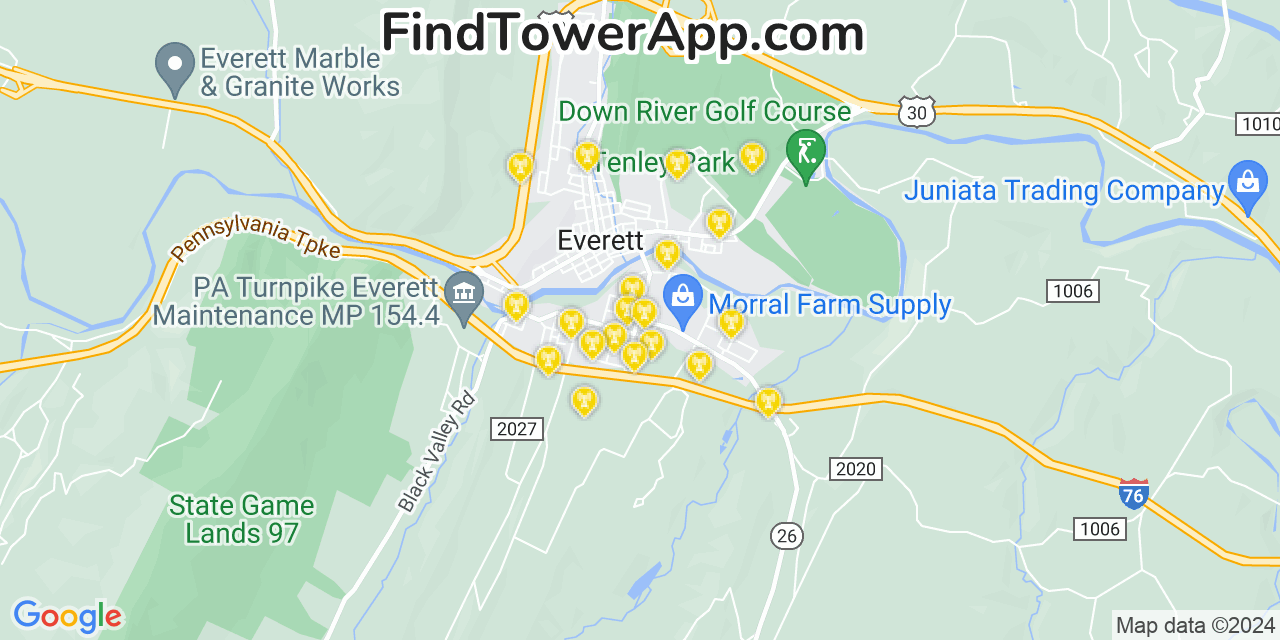 AT&T 4G/5G cell tower coverage map Earlston, Pennsylvania