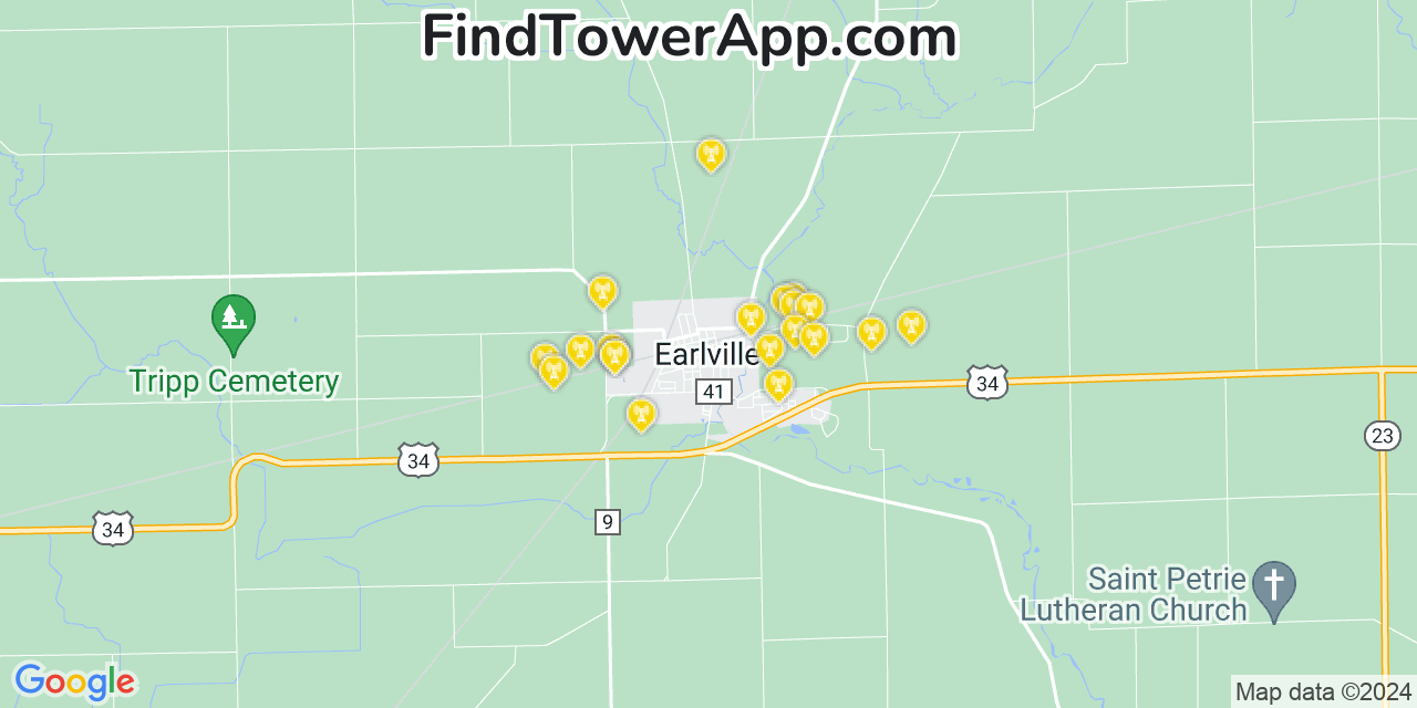 T-Mobile 4G/5G cell tower coverage map Earlville, Illinois