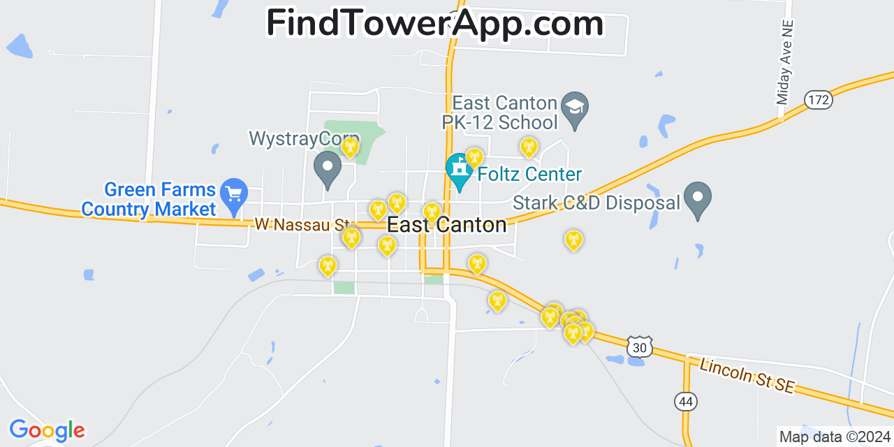 T-Mobile 4G/5G cell tower coverage map East Canton, Ohio
