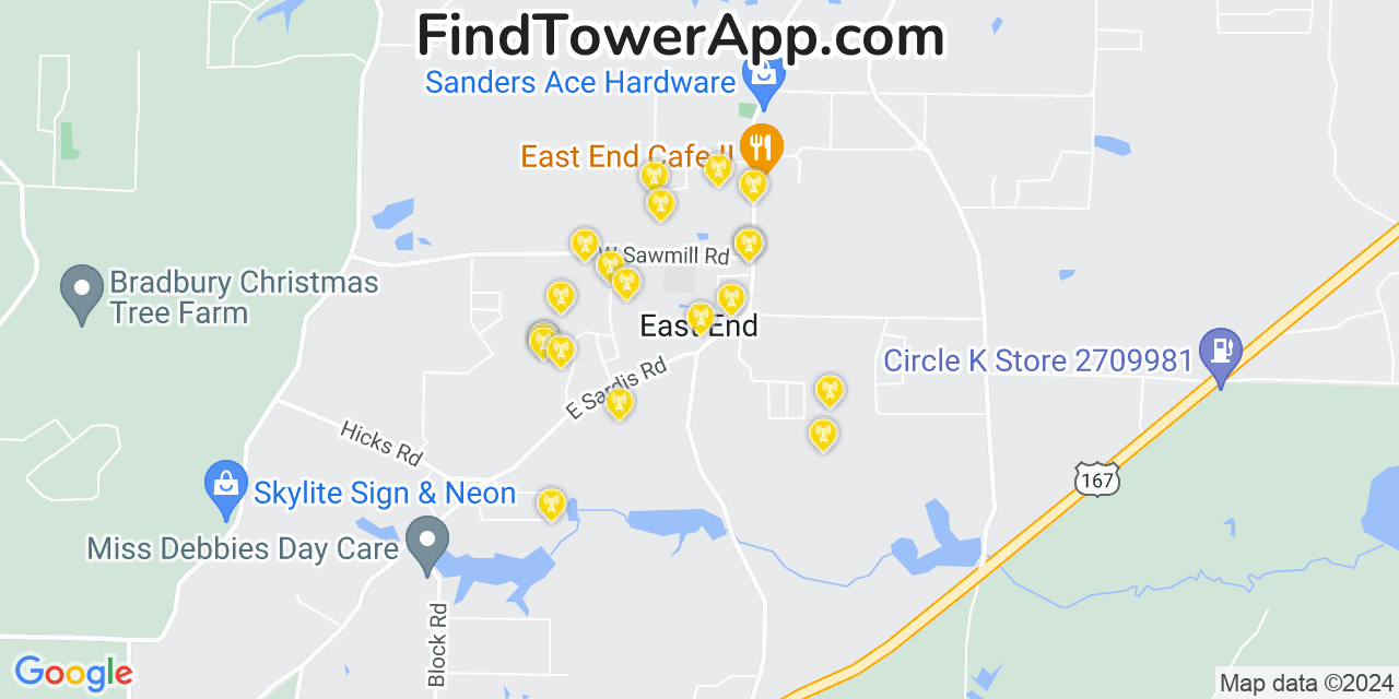 T-Mobile 4G/5G cell tower coverage map East End, Arkansas
