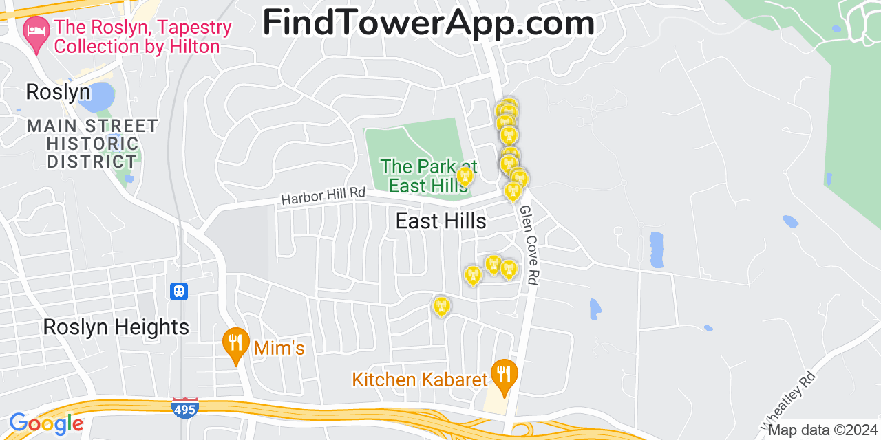 T-Mobile 4G/5G cell tower coverage map East Hills, New York