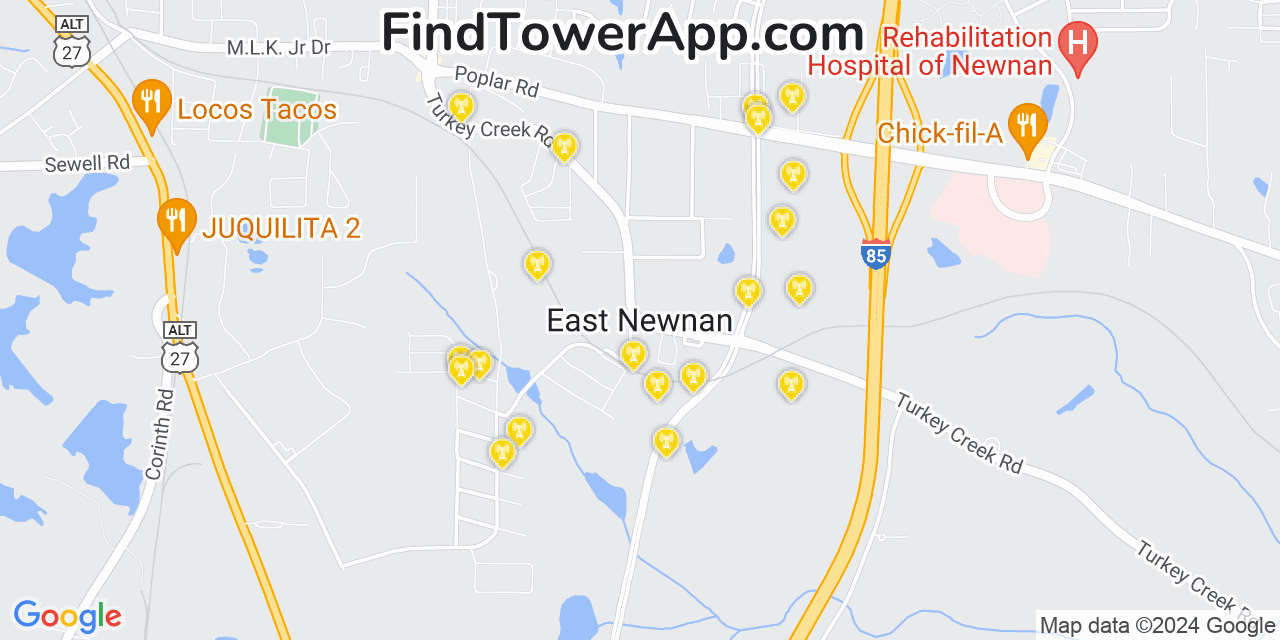 T-Mobile 4G/5G cell tower coverage map East Newnan, Georgia
