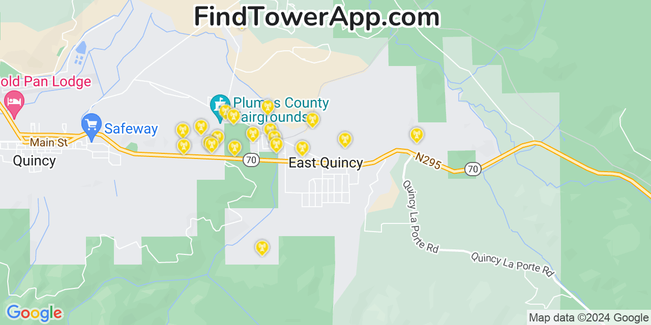 AT&T 4G/5G cell tower coverage map East Quincy, California