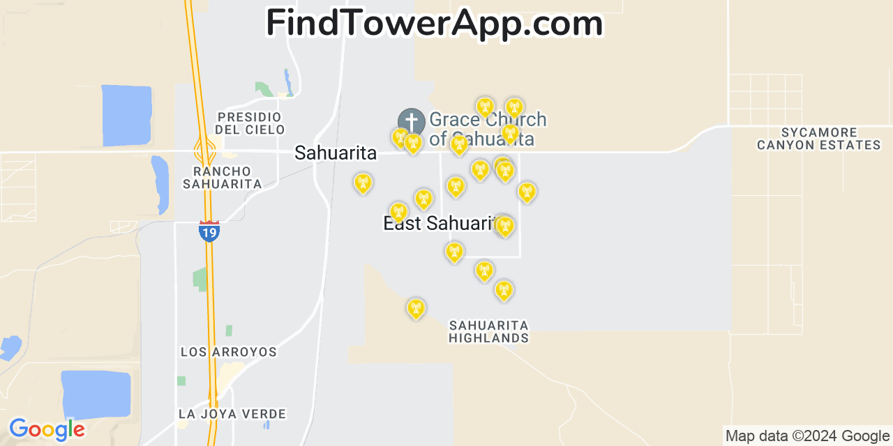 AT&T 4G/5G cell tower coverage map East Sahuarita, Arizona