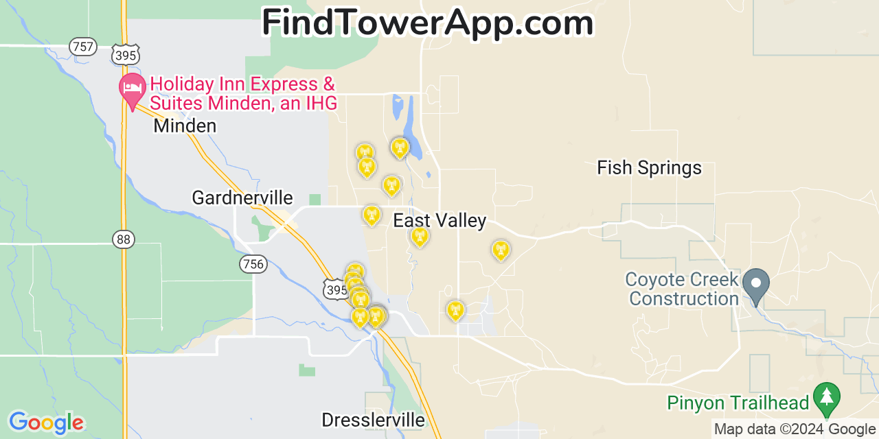 AT&T 4G/5G cell tower coverage map East Valley, Nevada