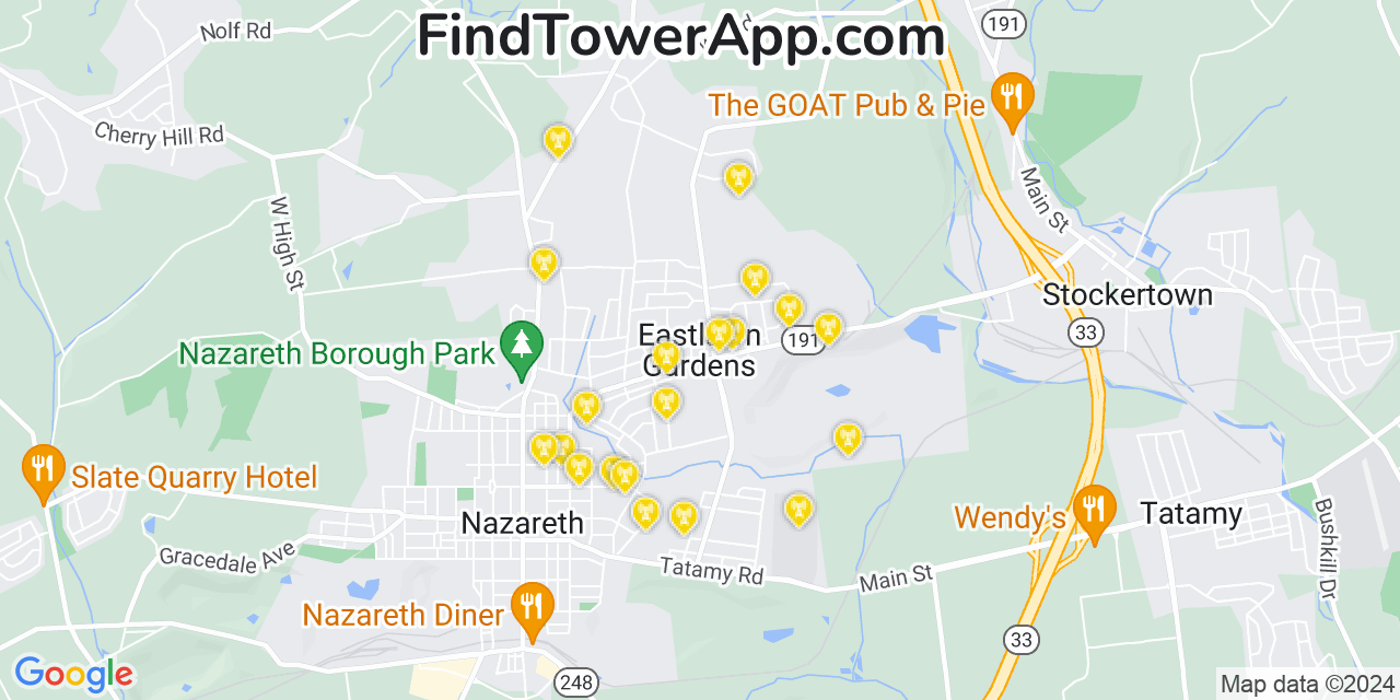 AT&T 4G/5G cell tower coverage map Eastlawn Gardens, Pennsylvania