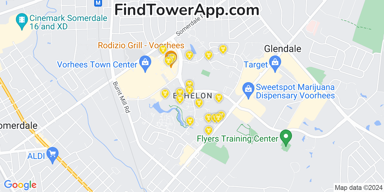AT&T 4G/5G cell tower coverage map Echelon, New Jersey